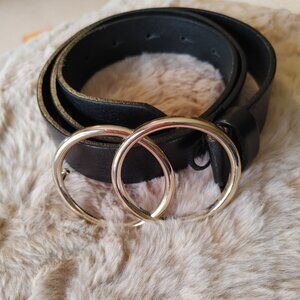 LADIES BLACK ITALIAN LEATHER BELT